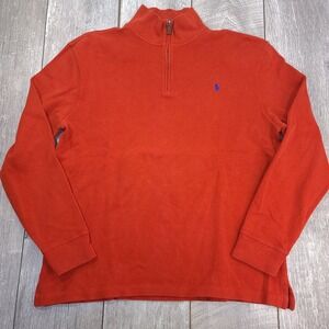 Polo Ralph Lauren Mens Size XL  1/4 Zip Sweater Orange Pullover Knit Pony